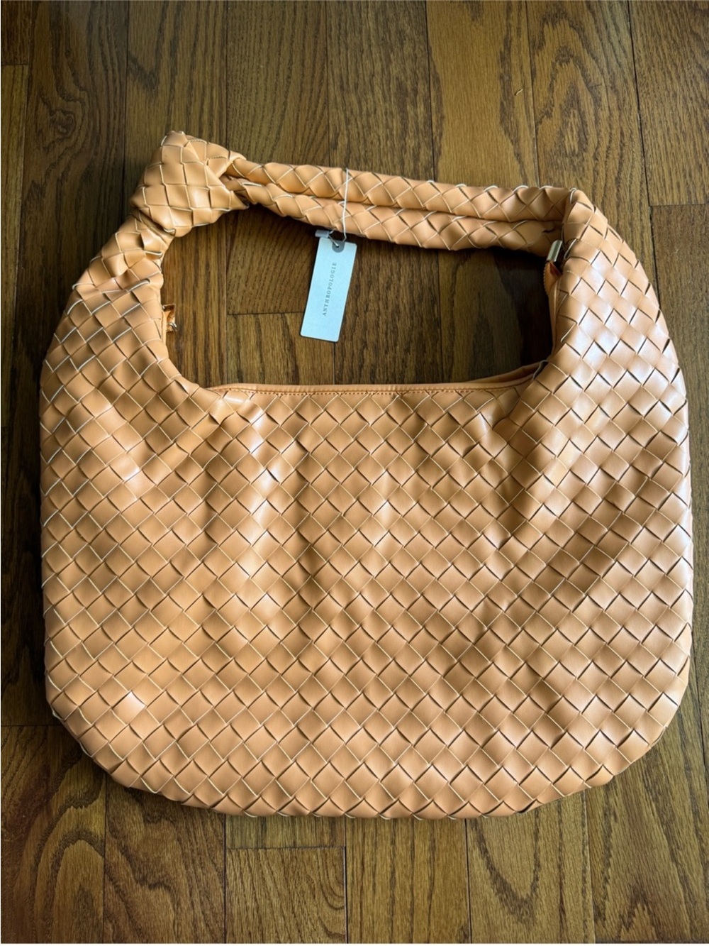 NWT Anthropologie Melie Bianco Brigitte Oversized Woven Hobo Bag Peach